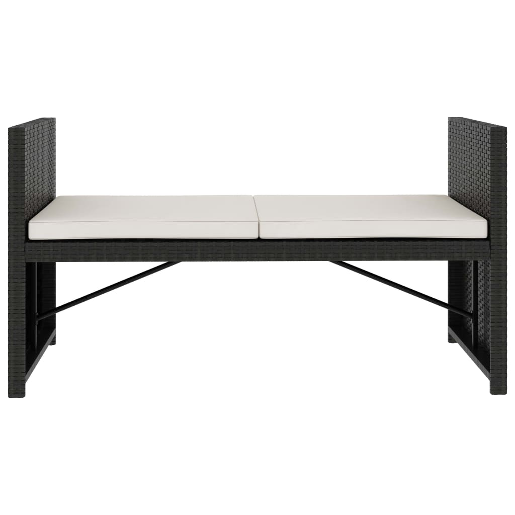 -Delige Loungeset Met Kussens Poly Rattan Zwart
