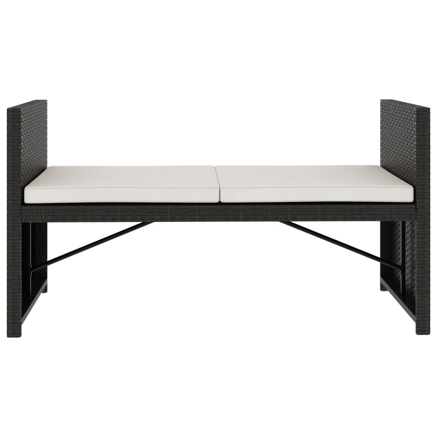 -Delige Loungeset Met Kussens Poly Rattan Zwart