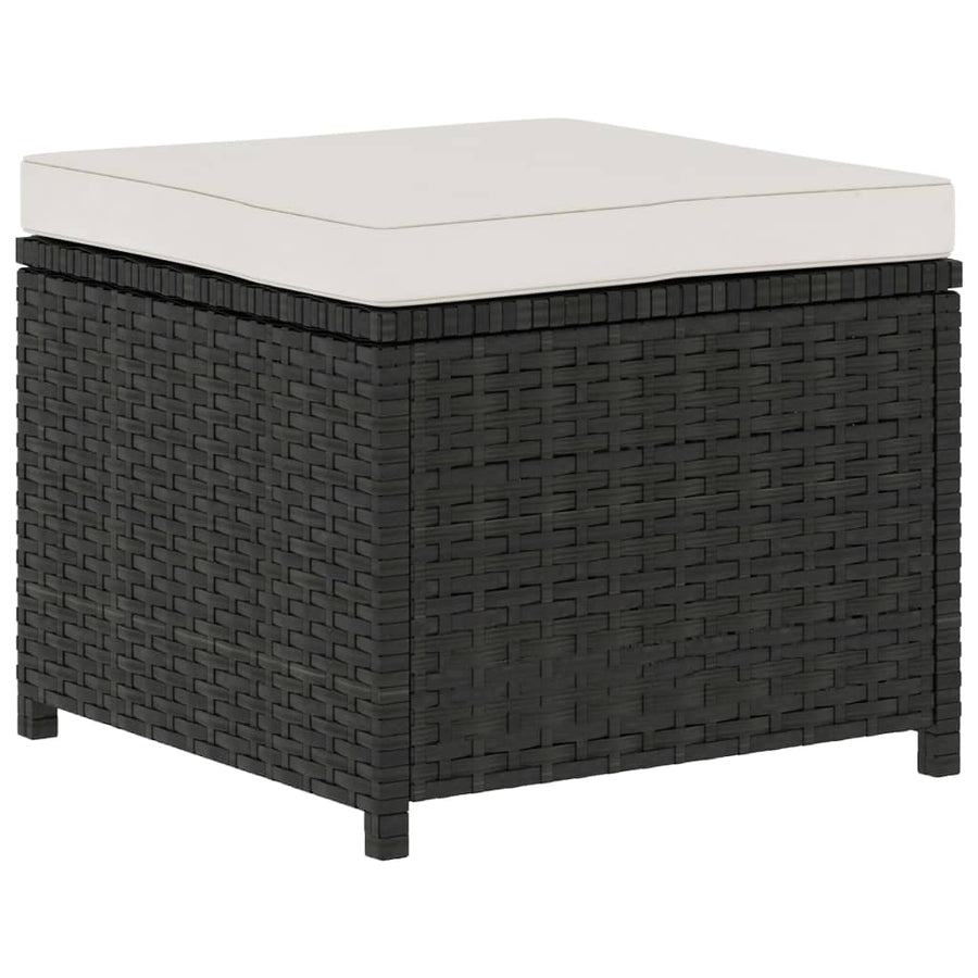 -Delige Loungeset Met Kussens Poly Rattan Zwart