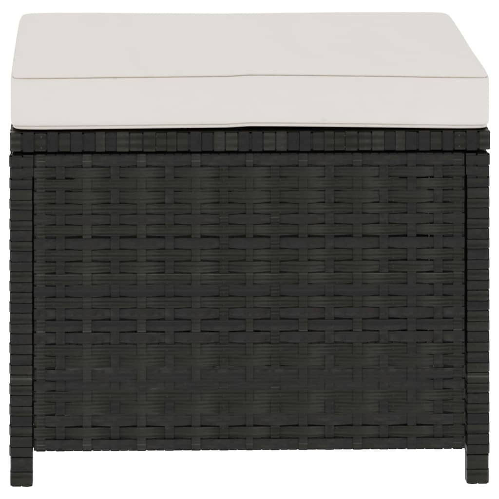 -Delige Loungeset Met Kussens Poly Rattan Zwart