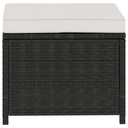 -Delige Loungeset Met Kussens Poly Rattan Zwart