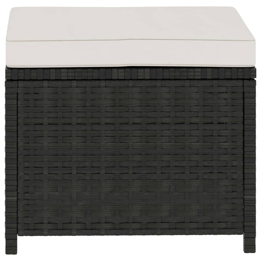-Delige Loungeset Met Kussens Poly Rattan Zwart