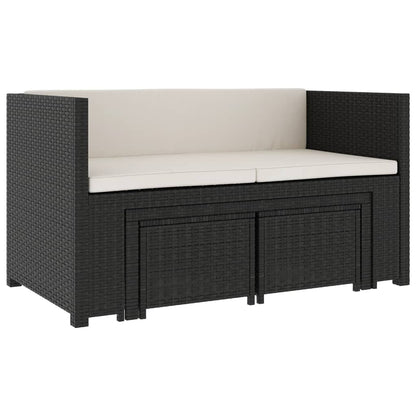 -Delige Loungeset Met Kussens Poly Rattan Zwart