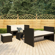 Loungeset 5-delig poly rattan zwart