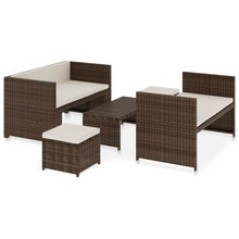 -Delige Loungeset Met Kussens Poly Rattan Bruin