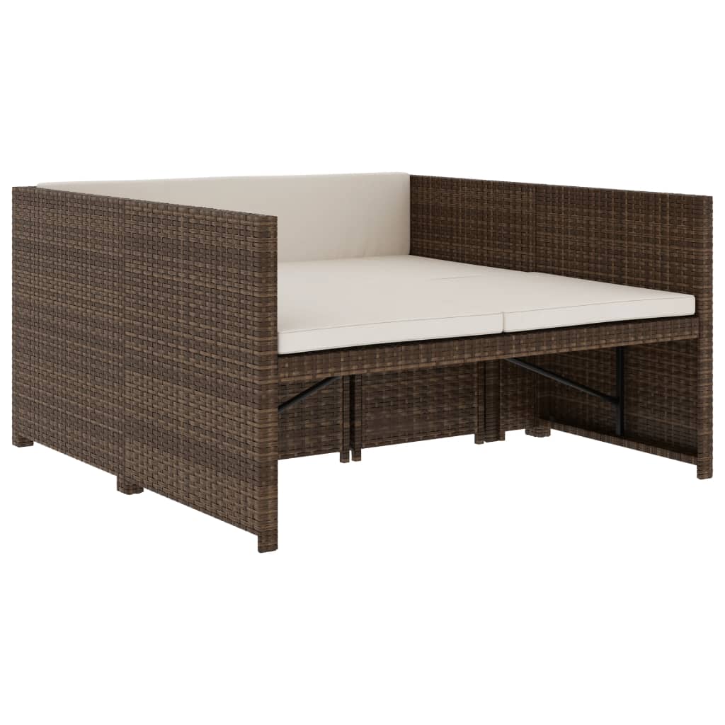 -Delige Loungeset Met Kussens Poly Rattan Bruin