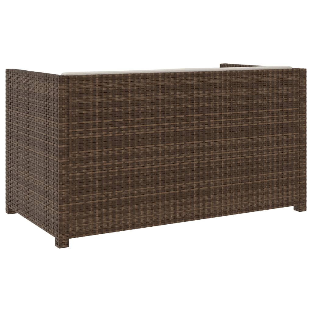 -Delige Loungeset Met Kussens Poly Rattan Bruin