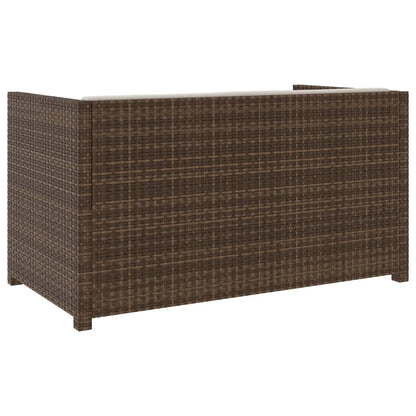 -Delige Loungeset Met Kussens Poly Rattan Bruin