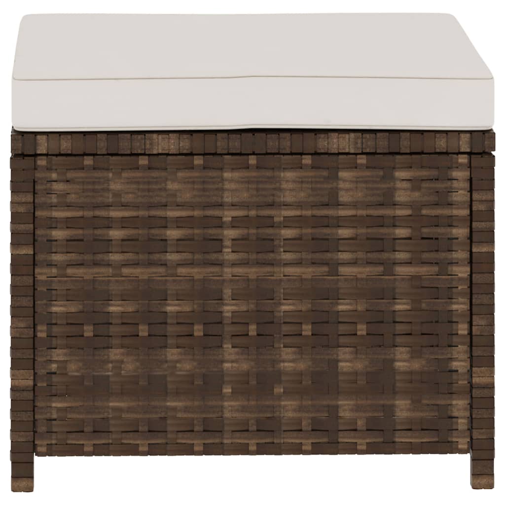 -Delige Loungeset Met Kussens Poly Rattan Bruin