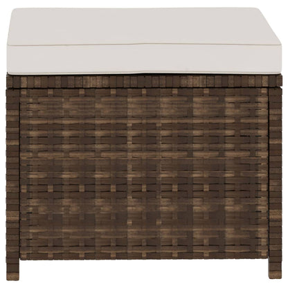 -Delige Loungeset Met Kussens Poly Rattan Bruin