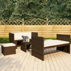 -Delige Loungeset Met Kussens Poly Rattan Bruin