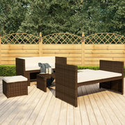 Loungeset poly rattan 5-delig bruin