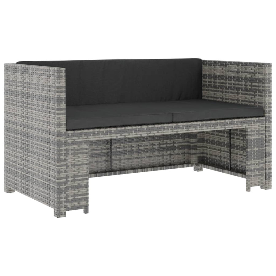-Delige Loungeset Met Kussens Poly Rattan Grijs