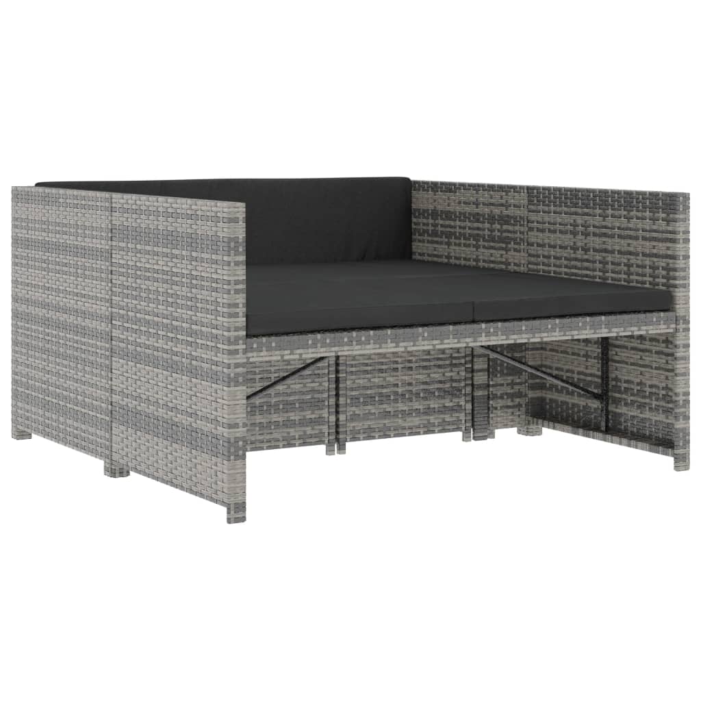-Delige Loungeset Met Kussens Poly Rattan Grijs