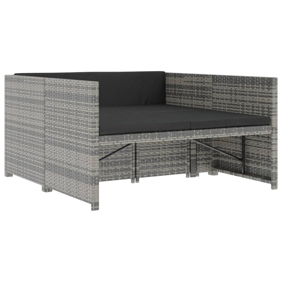 -Delige Loungeset Met Kussens Poly Rattan Grijs