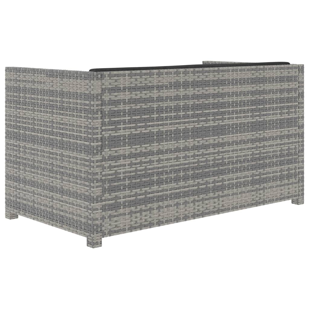 -Delige Loungeset Met Kussens Poly Rattan Grijs