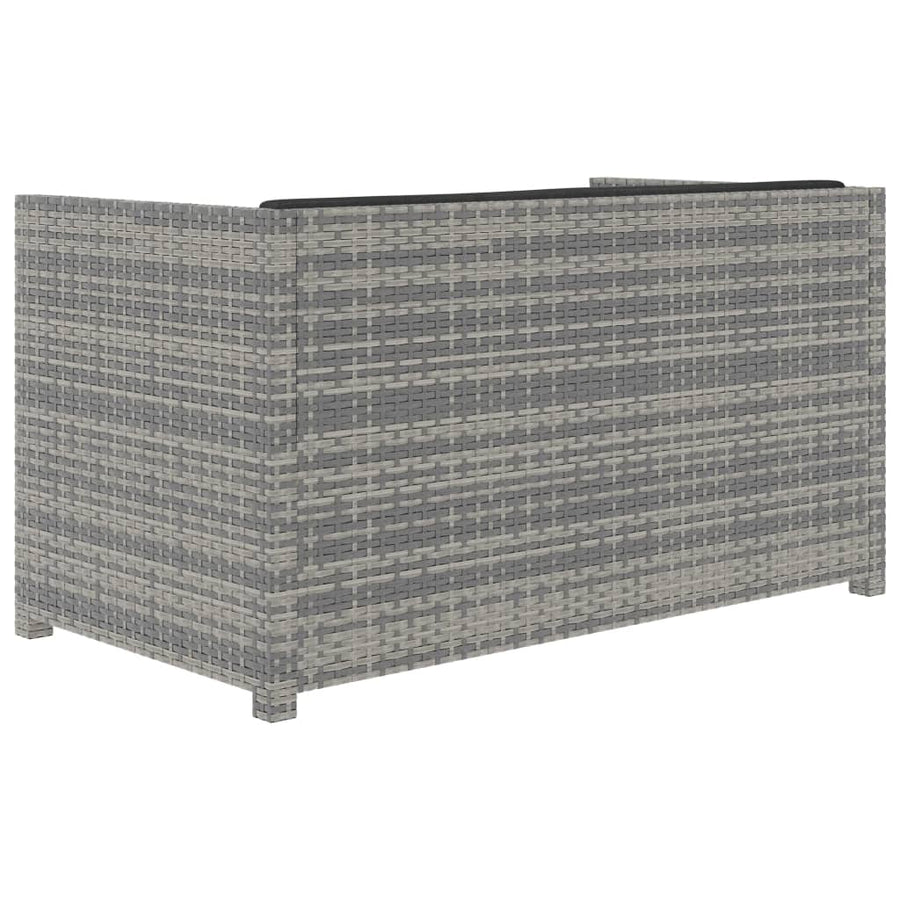 -Delige Loungeset Met Kussens Poly Rattan Grijs
