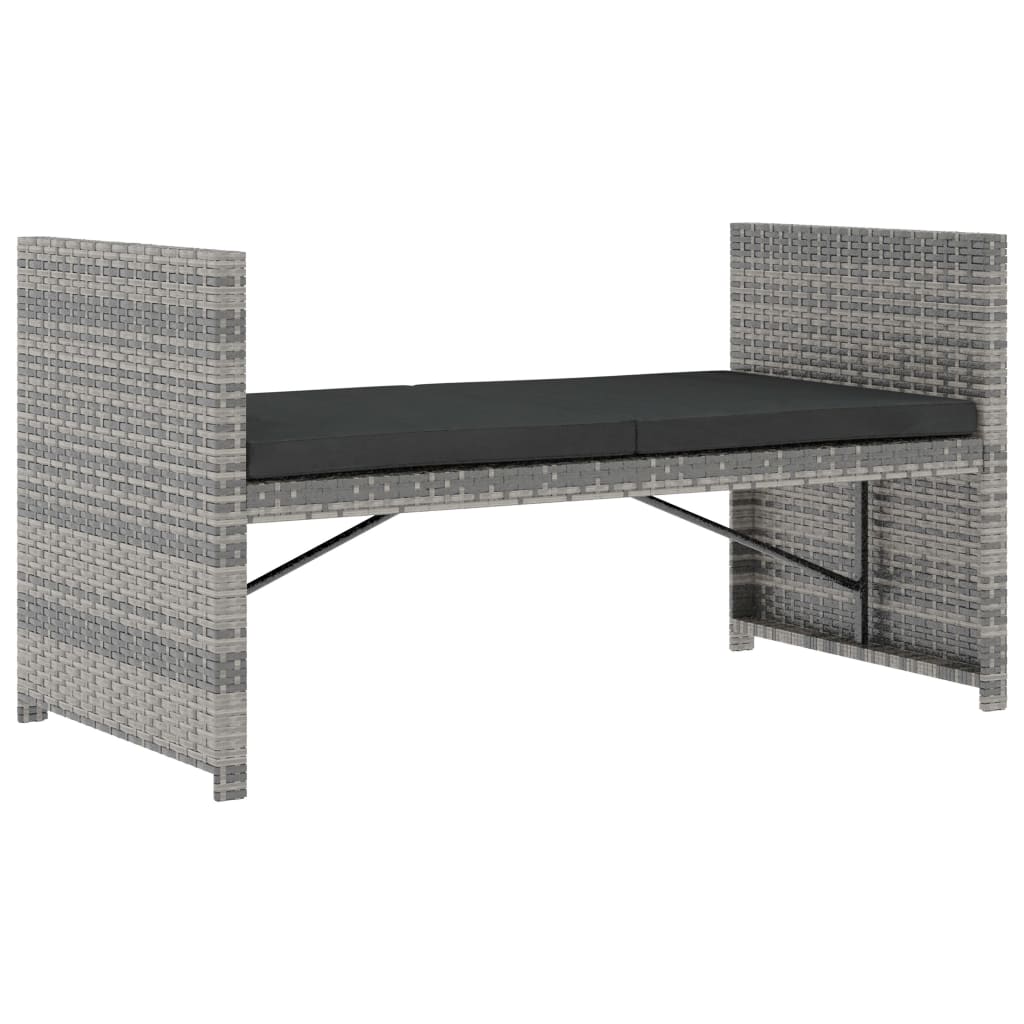 -Delige Loungeset Met Kussens Poly Rattan Grijs