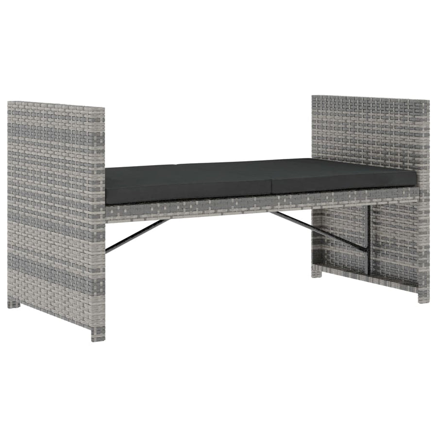 -Delige Loungeset Met Kussens Poly Rattan Grijs