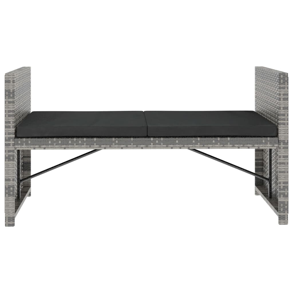 -Delige Loungeset Met Kussens Poly Rattan Grijs