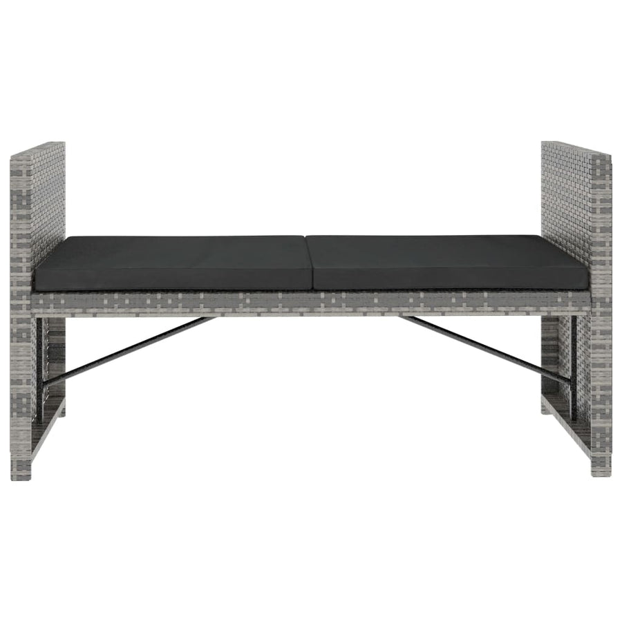 -Delige Loungeset Met Kussens Poly Rattan Grijs