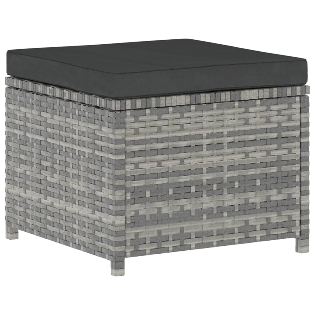 -Delige Loungeset Met Kussens Poly Rattan Grijs