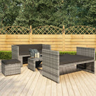 -Delige Loungeset Met Kussens Poly Rattan Grijs