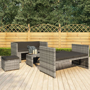 Loungeset 5-delig poly rattan grijs
