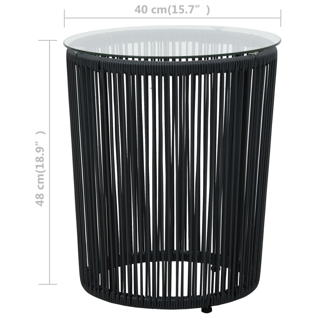 -Delige Bistroset Met Kussens Pe-Rattan Zwart