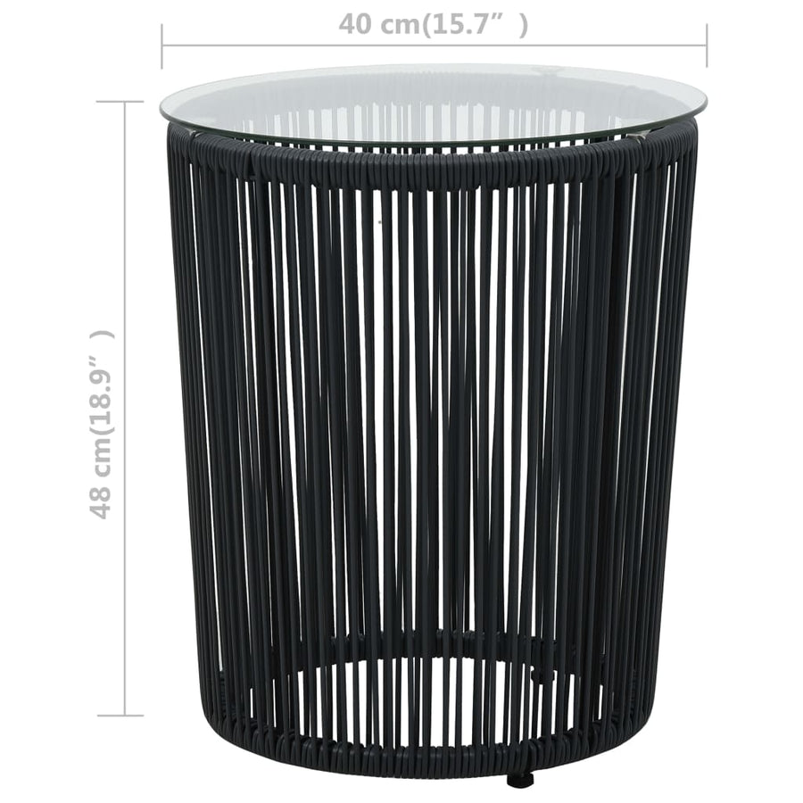 -Delige Bistroset Met Kussens Pe-Rattan Zwart