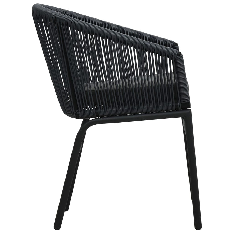 -Delige Bistroset Met Kussens Pe-Rattan Zwart