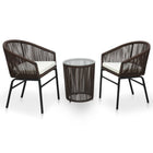 -Delige Bistroset Met Kussens Pe-Rattan Bruin