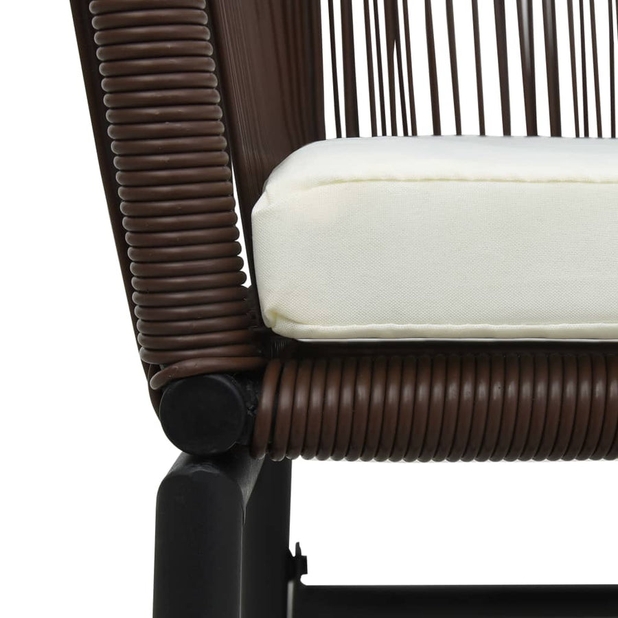 -Delige Bistroset Met Kussens Pe-Rattan Bruin