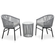 Bistroset 3-delig PE-rattan grijs met kussens