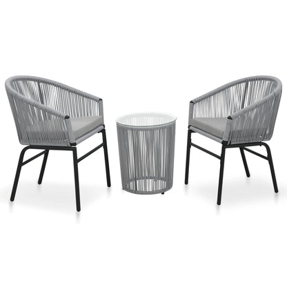 -Delige Bistroset Met Kussens Pe-Rattan Grijs