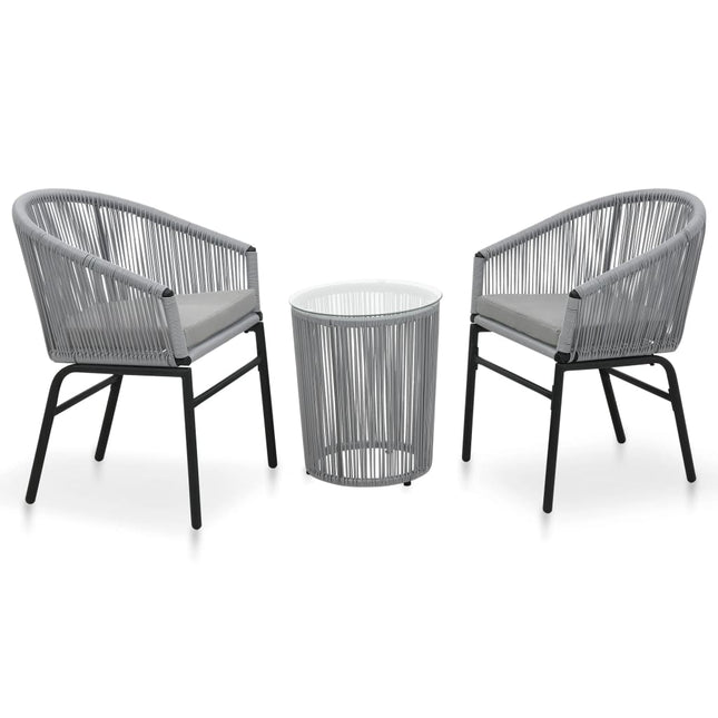 -Delige Bistroset Met Kussens Pe-Rattan Grijs