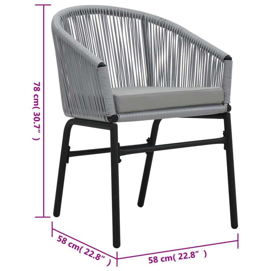 -Delige Bistroset Met Kussens Pe-Rattan Grijs
