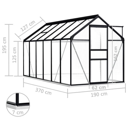 Tuinkas met basisframe 7,03 m³ aluminium antracietkleurig