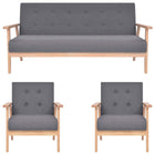 3-piece Sofa Set, dark grey fabric