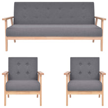 3-Delig Bankstel Stof Donkergrijs 2 x fauteuils + driezitsbank