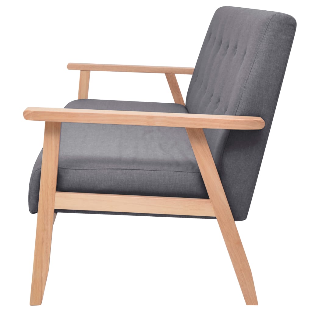 3-Delig Bankstel Stof Donkergrijs 2 x fauteuils + driezitsbank