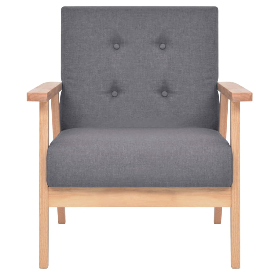 3-Delig Bankstel Stof Donkergrijs 2 x fauteuils + driezitsbank