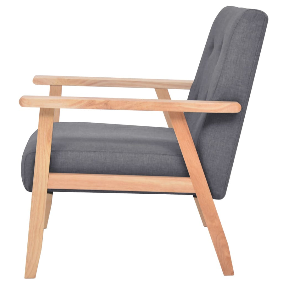 3-Delig Bankstel Stof Donkergrijs 2 x fauteuils + driezitsbank