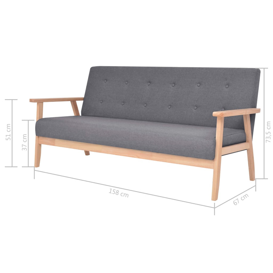 3-Delig Bankstel Stof Donkergrijs 2 x fauteuils + driezitsbank