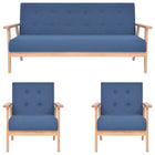 3-piece sofa set, blue fabric