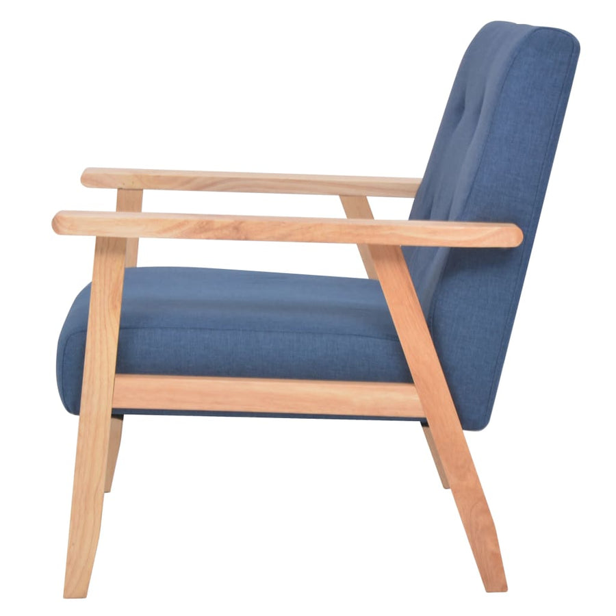 3-Delig Bankstel Stof Blauw 2 x fauteuils + driezitsbank