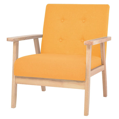 3-Delig Bankstel Stof Geel 2 x fauteuils + driezitsbank