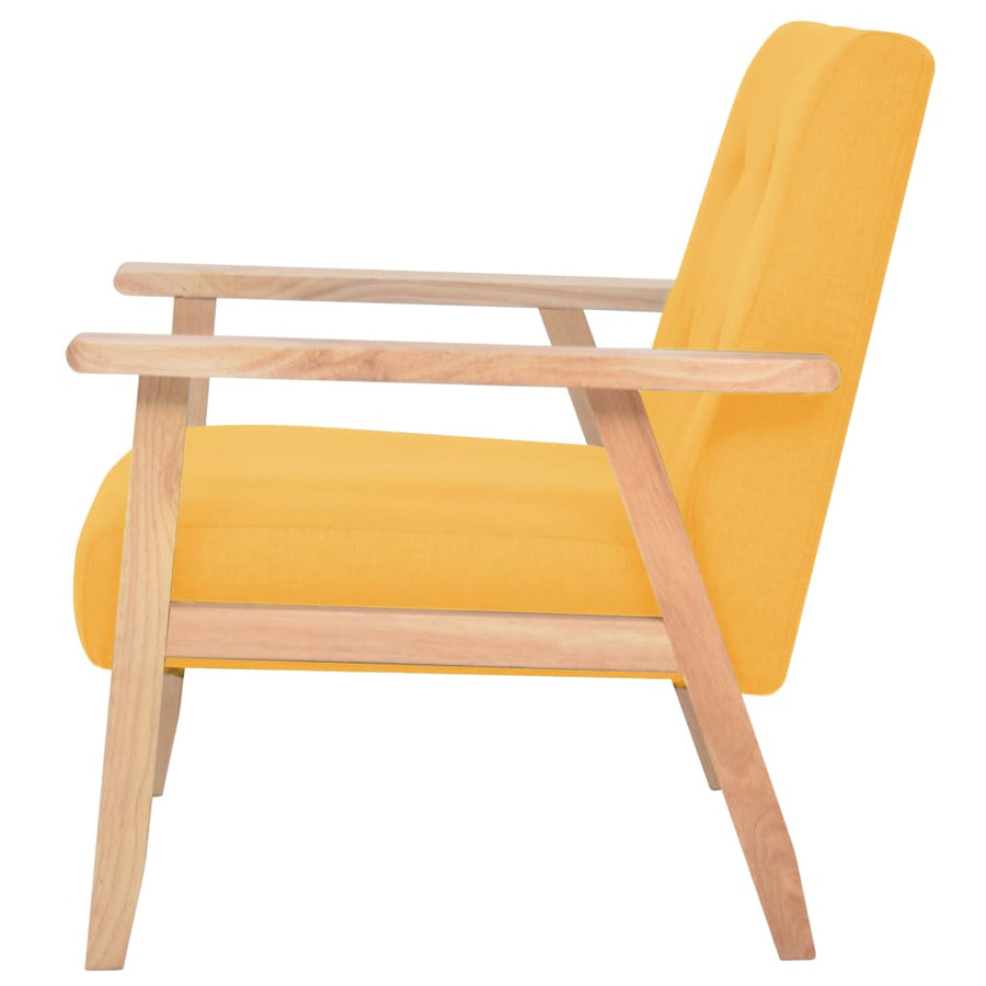 3-Delig Bankstel Stof Geel 2 x fauteuils + driezitsbank