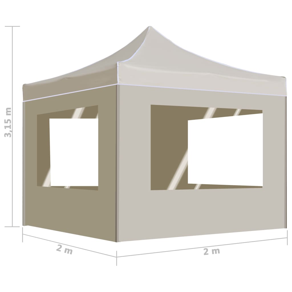 Partytent Inklapbaar Met Wanden 2X2 M Aluminium Crème