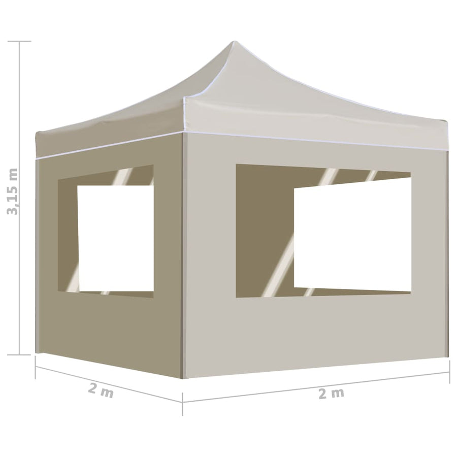 Partytent Inklapbaar Met Wanden 2X2 M Aluminium Crème
